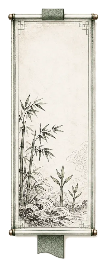 春季竹石挂轴